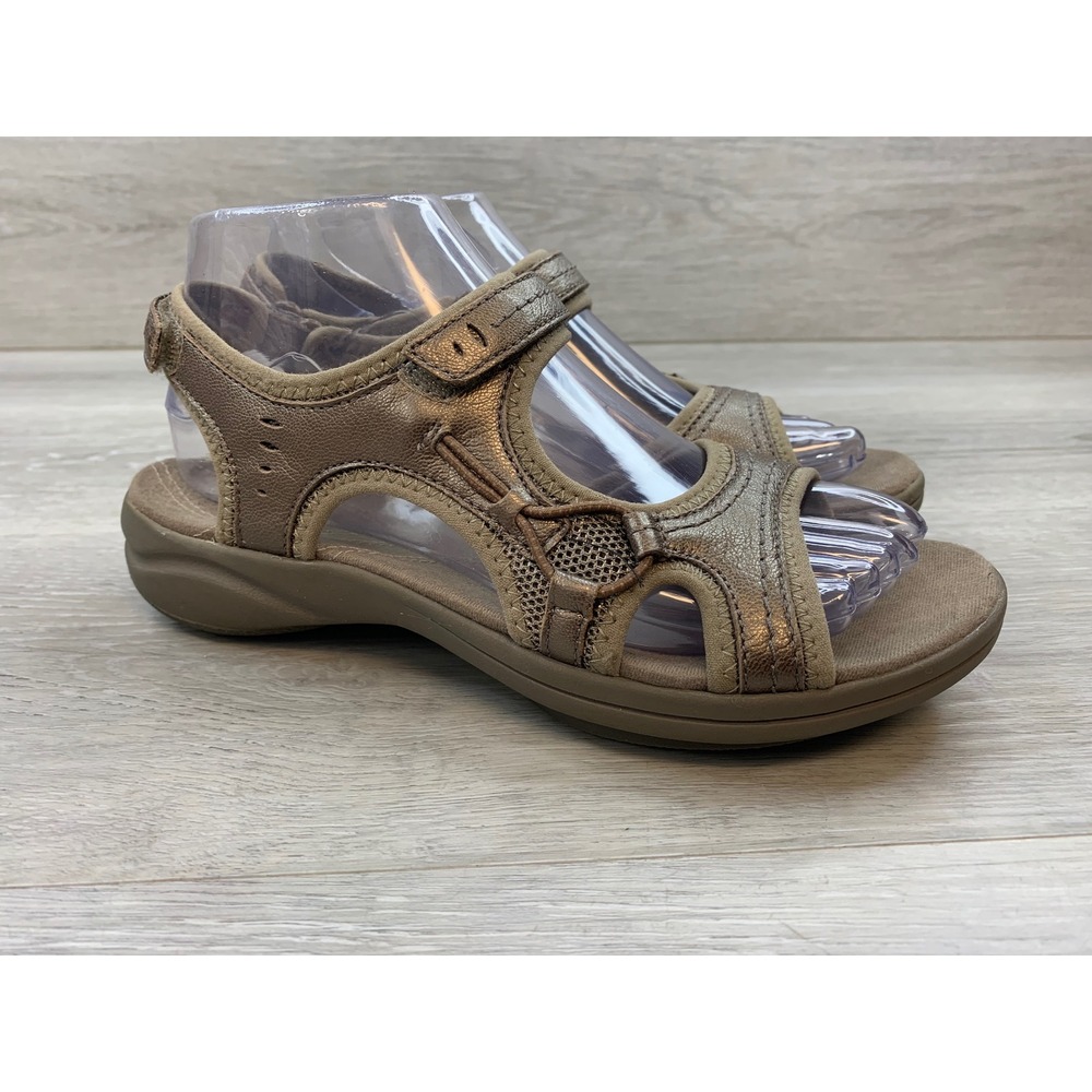 Clarks Unstructured Women's Sandals Metallic Bronze Leather 6.5 Comfort Shoes‎
